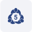 A blue icon showing five stylized figures around the number 5